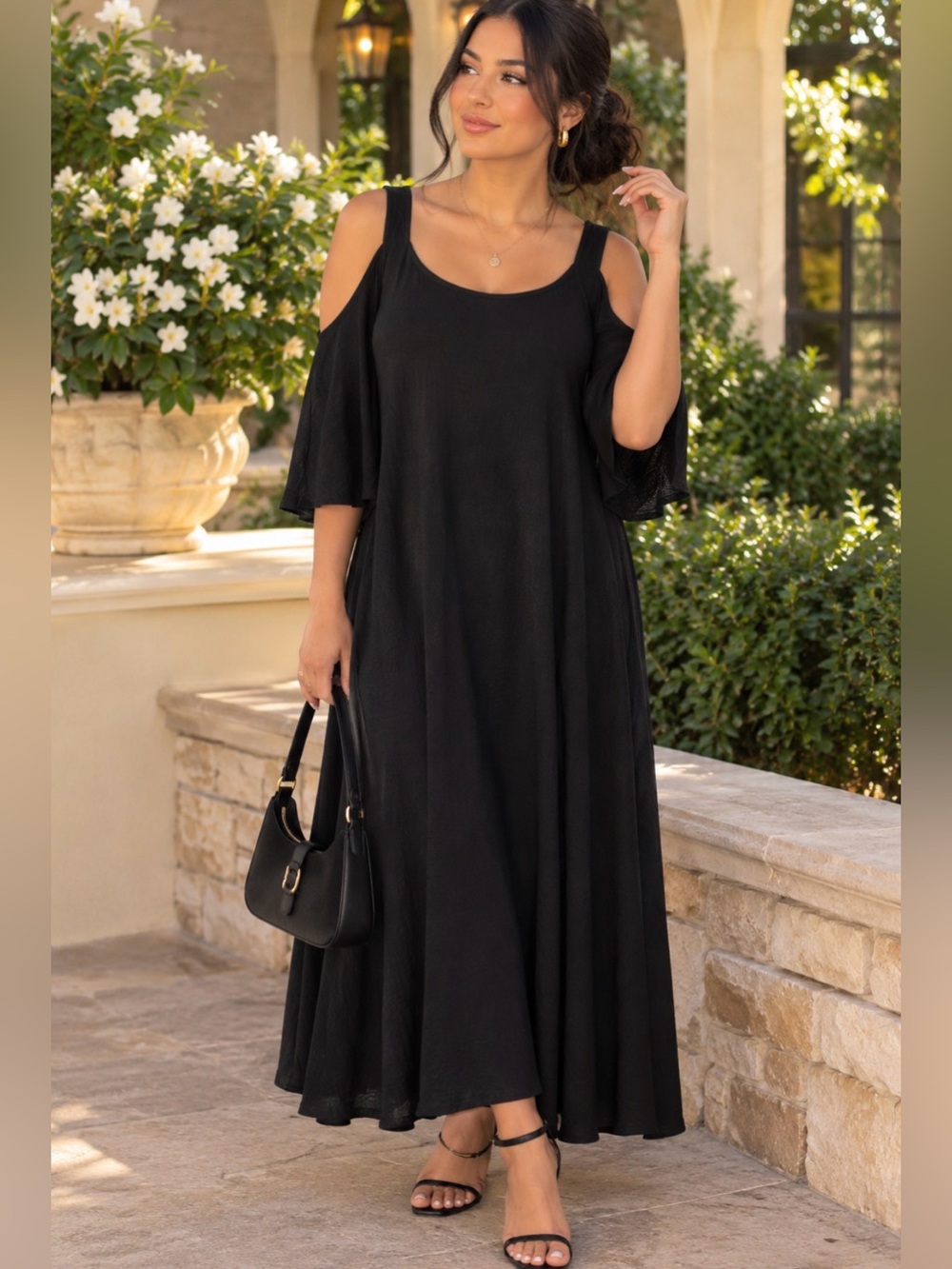 Esy women’s maxi off shoulder black dress
